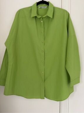 Big Dart Women's Lime Green Button-Down Shirt